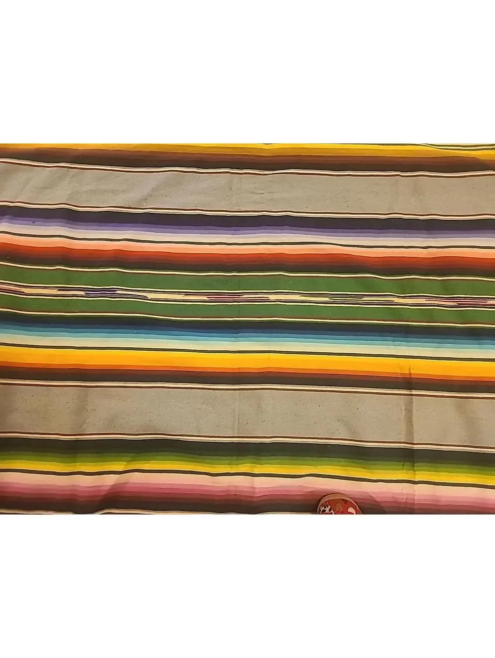 Vintage Cotton Loom Woven Blanket Throw Saltillo Serape Mexico 89
